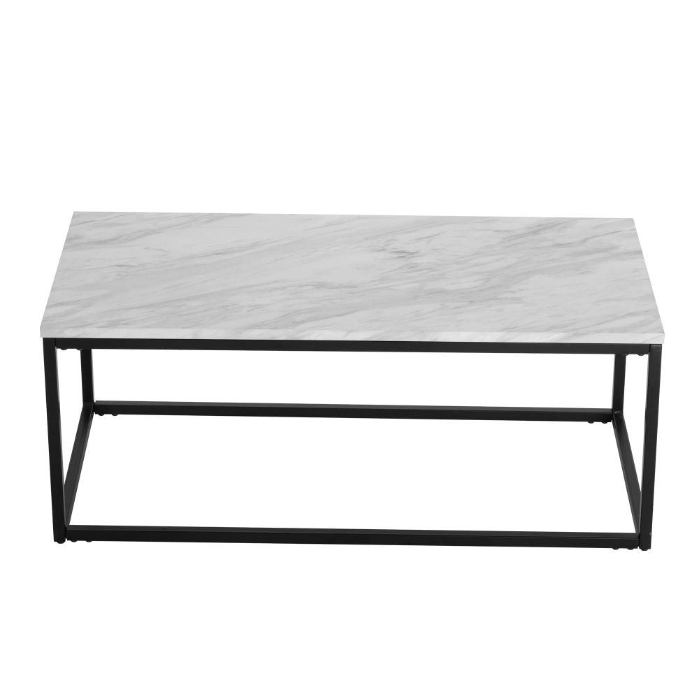 Rectangular Coffee Table – Marble Effect Top, Industrial Steel Base