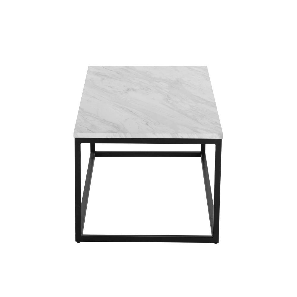 Rectangular Coffee Table – Marble Effect Top, Industrial Steel Base