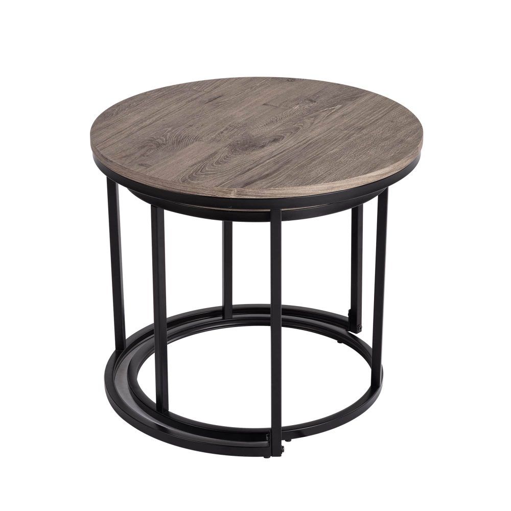 Stack & Style Nesting Coffee Table – Space-Saving Dark Gray Wood Grain Set