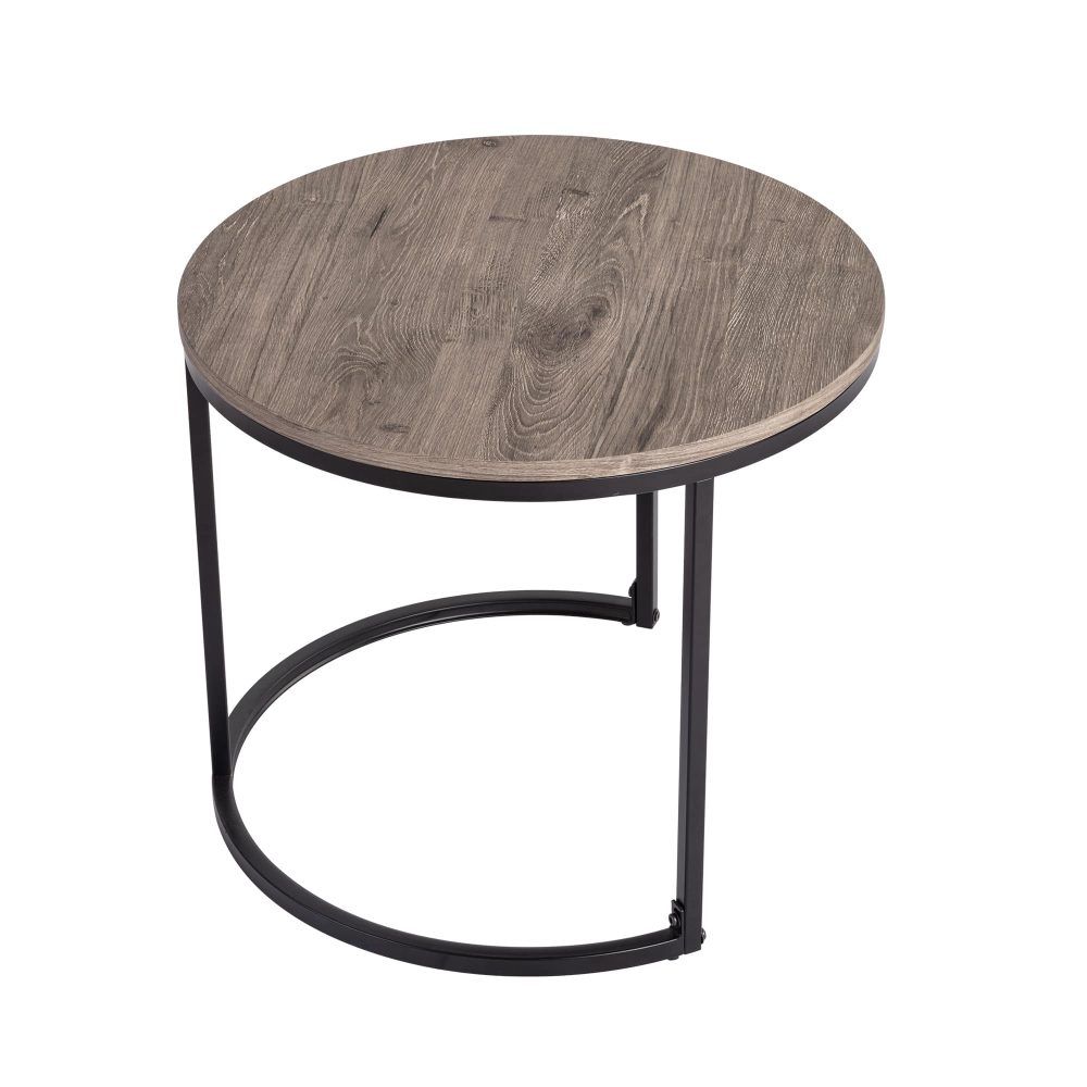 Stack & Style Nesting Coffee Table – Space-Saving Dark Gray Wood Grain Set
