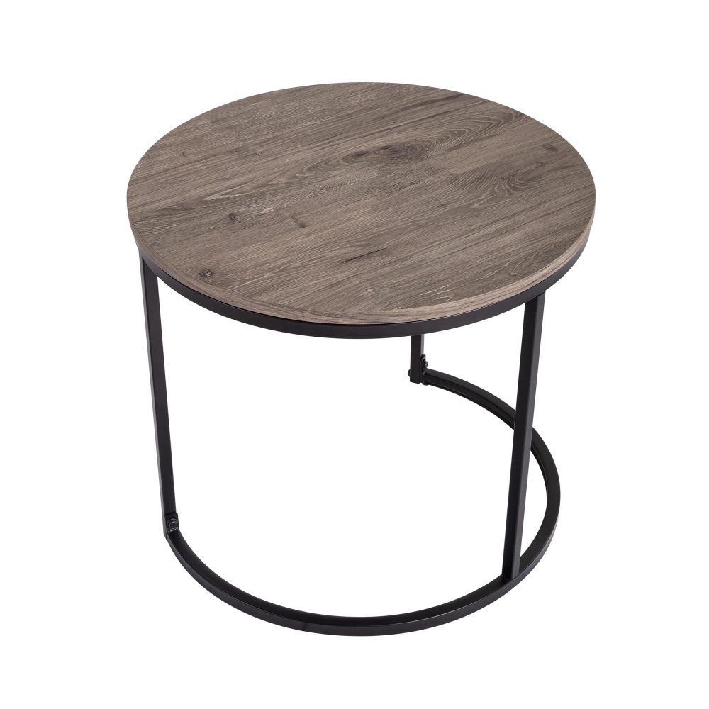 Stack & Style Nesting Coffee Table – Space-Saving Dark Gray Wood Grain Set