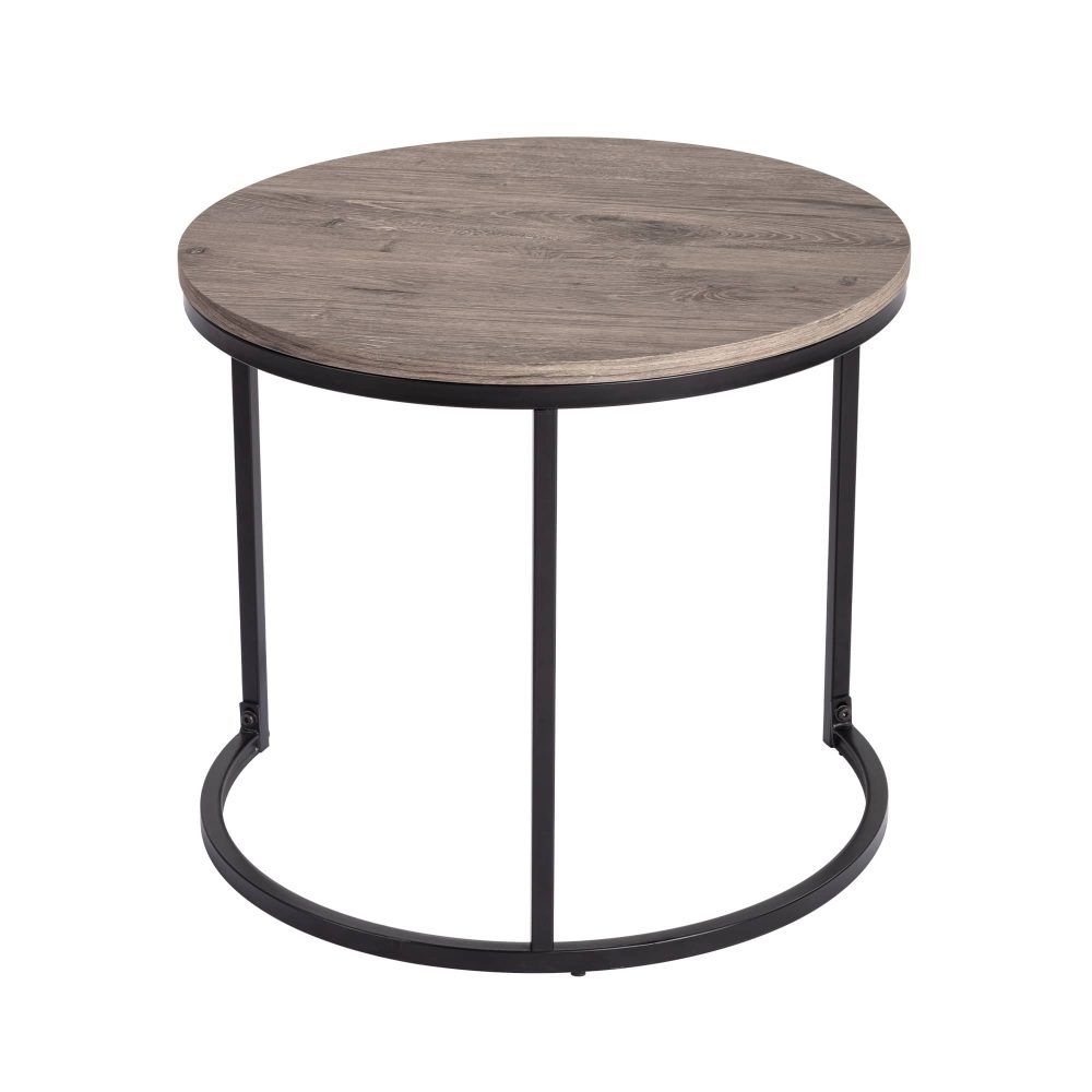 Stack & Style Nesting Coffee Table – Space-Saving Dark Gray Wood Grain Set