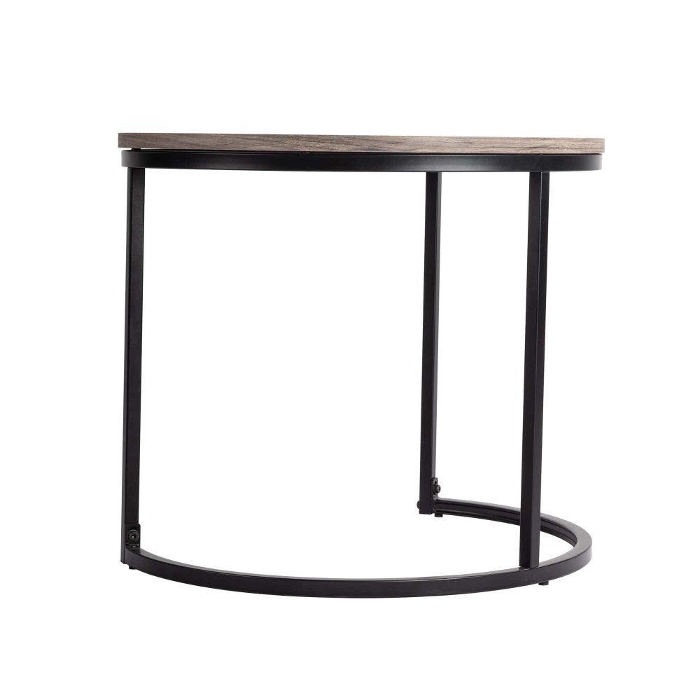 Stack & Style Nesting Coffee Table – Space-Saving Dark Gray Wood Grain Set