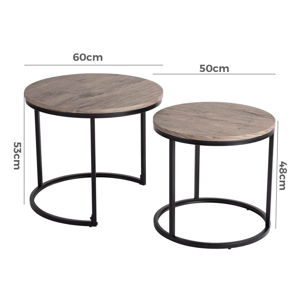 Stack & Style Nesting Coffee Table – Space-Saving Dark Gray Wood Grain Set