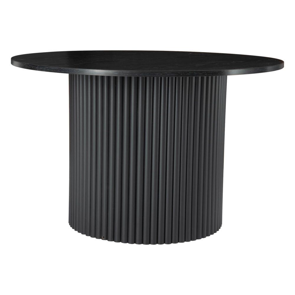 Wooden Coffee Table – Ribbed Texture, Black Finish