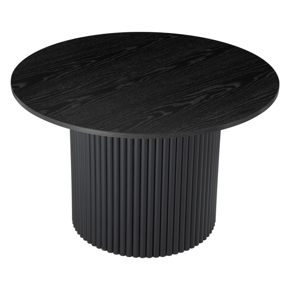 Wooden Coffee Table – Ribbed Texture, Black Finish