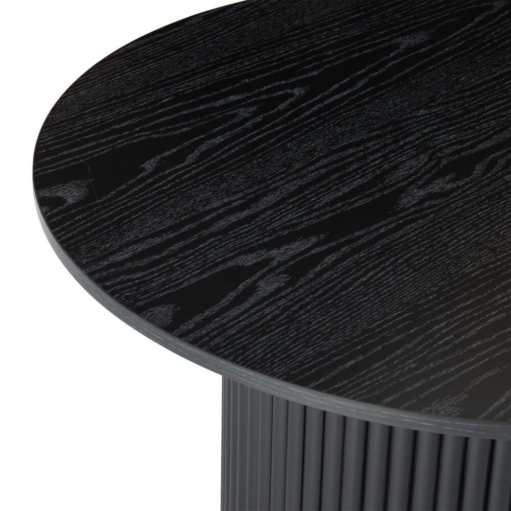 Wooden Coffee Table – Ribbed Texture, Black Finish