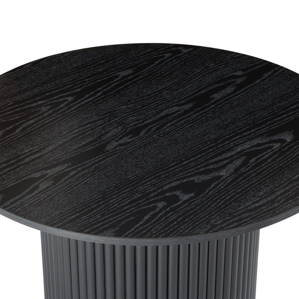 Wooden Coffee Table – Ribbed Texture, Black Finish