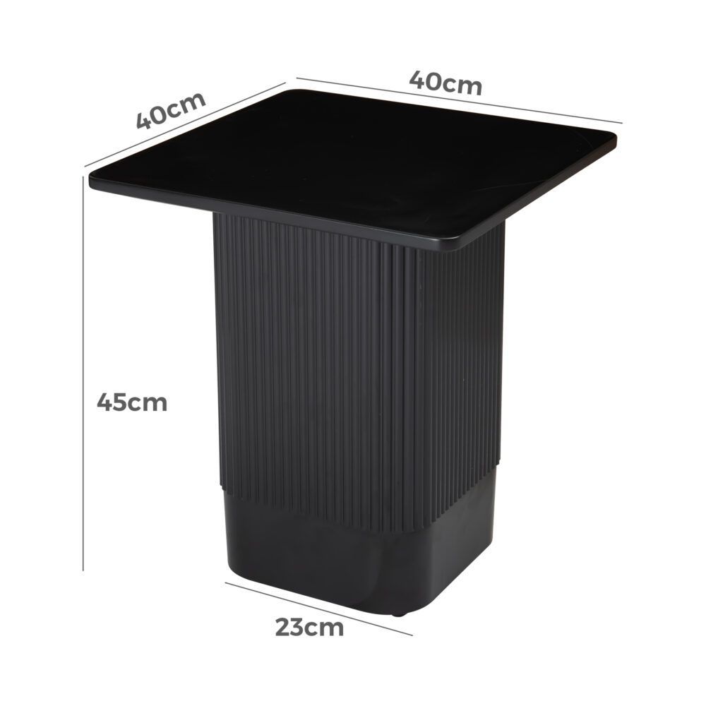Clara Noir Side Table – Textured Base, MDF Top