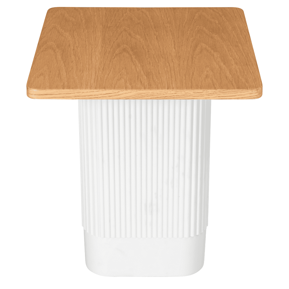 Clara Dusk Side Table – Natural Wood Grain, White Base
