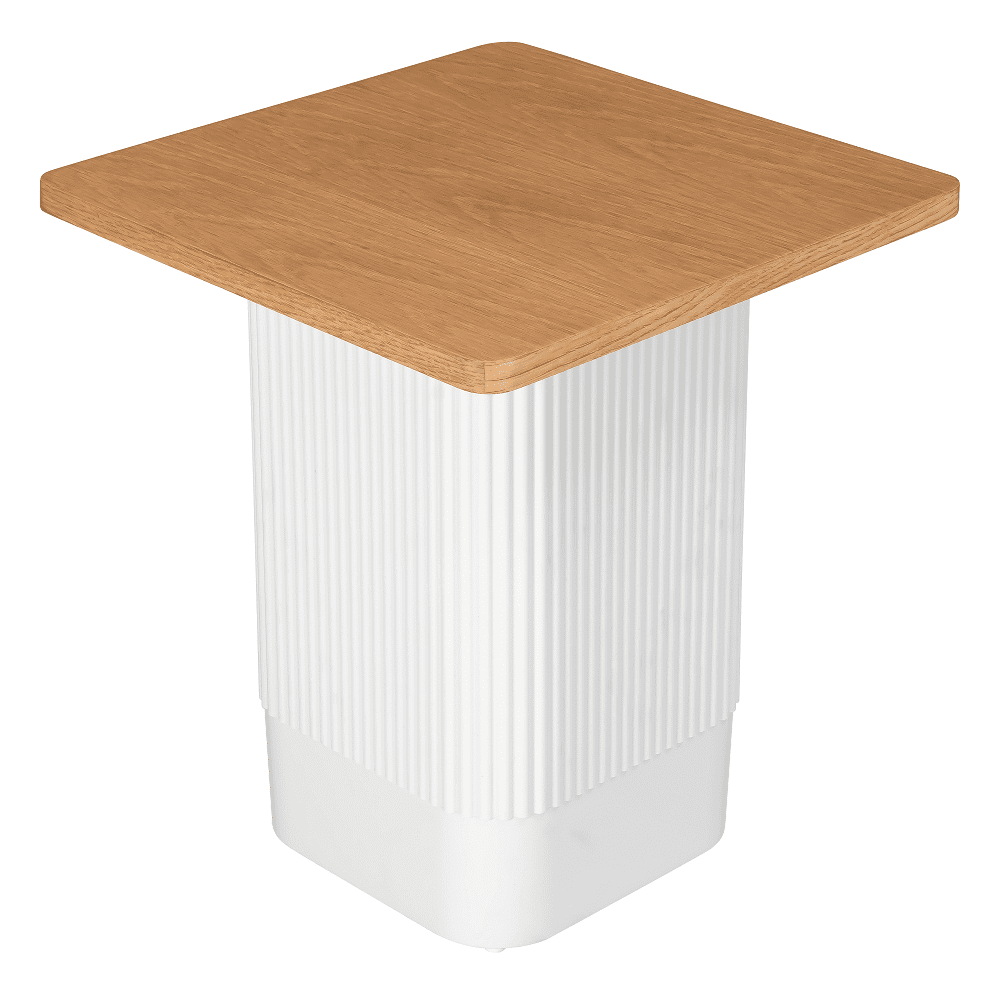 Clara Dusk Side Table – Natural Wood Grain, White Base