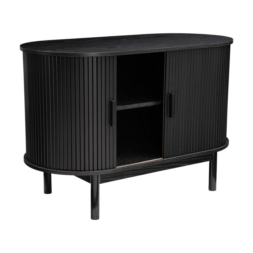 Sideboard Cabinet - Ribbed Design, Black, Mid-Century Modern