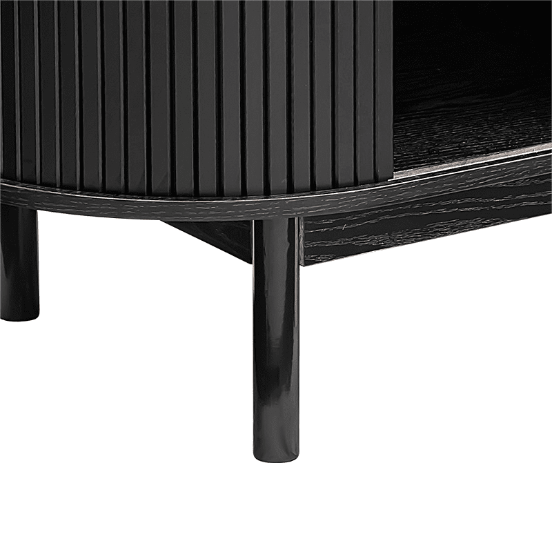 Sideboard Cabinet – Ribbed Design, Black, Mid-Century Modern