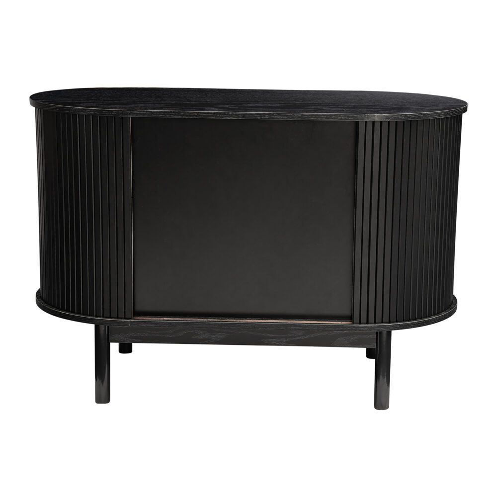 Sideboard Cabinet – Ribbed Design, Black, Mid-Century Modern
