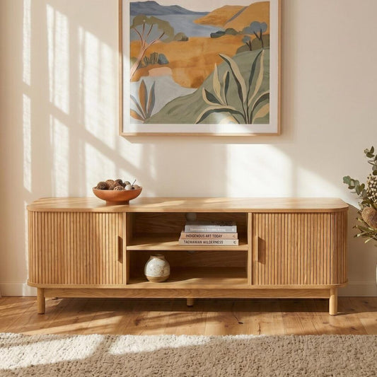 Entertainment Unit – Ribbed Design, 160cm Black