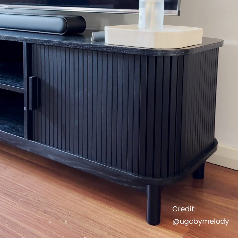 Entertainment Unit – Ribbed Design, 160cm Black