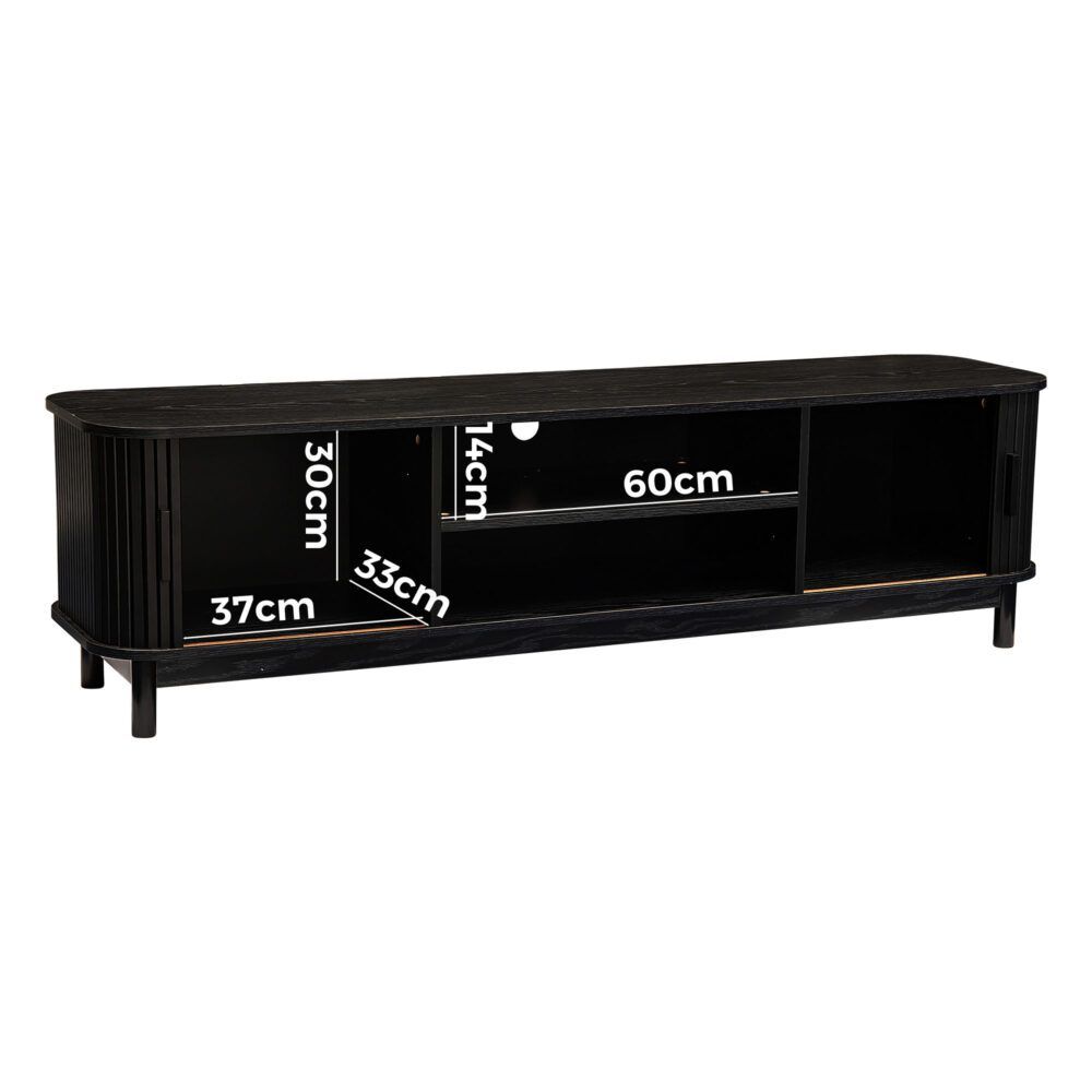 Entertainment Unit – Ribbed Design, 160cm Black