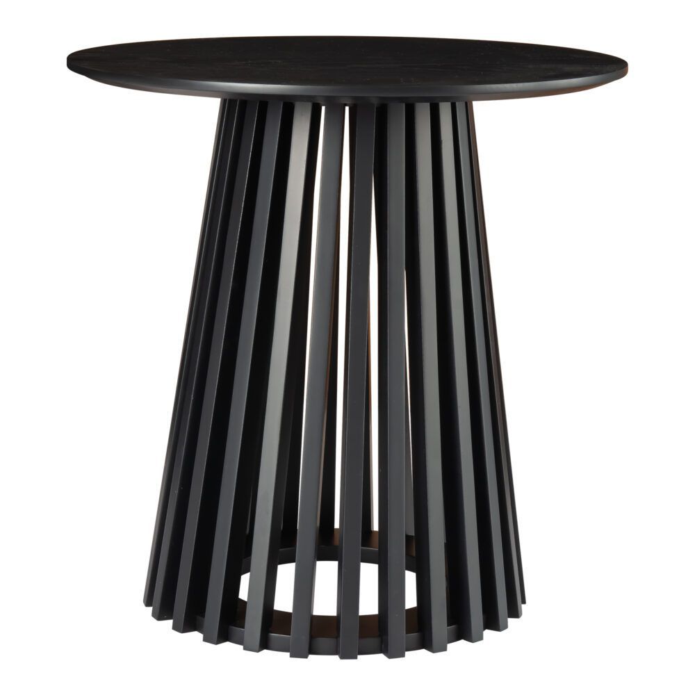 Side Table – Black Wood, Slat Design