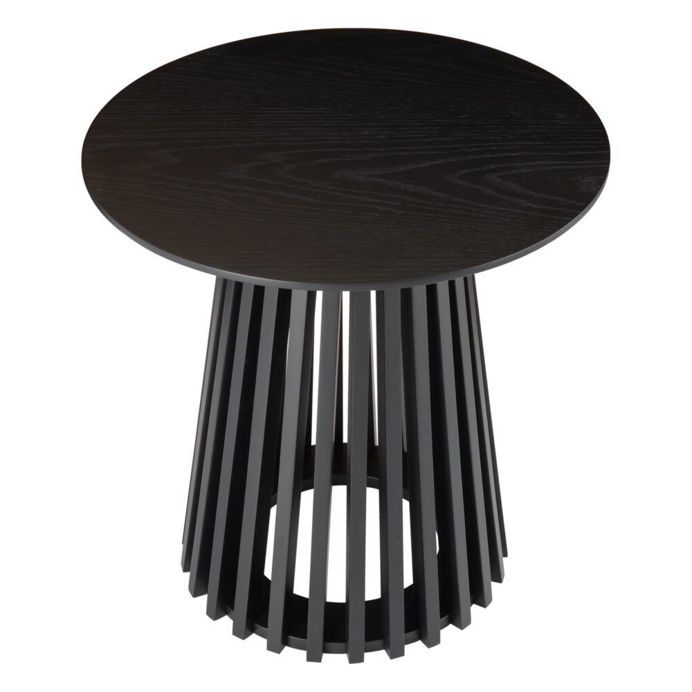 Side Table – Black Wood, Slat Design