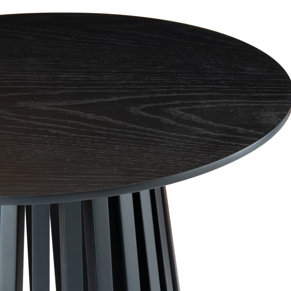Side Table – Black Wood, Slat Design