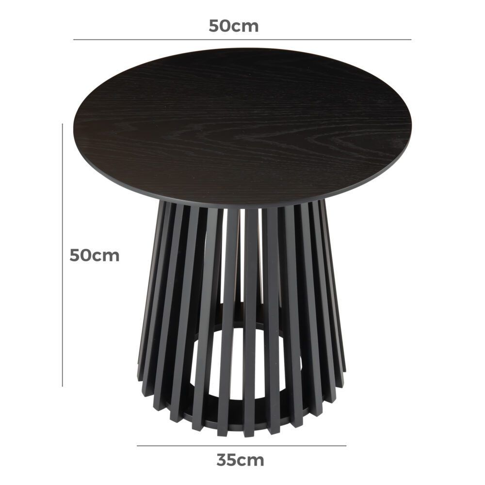 Side Table – Black Wood, Slat Design