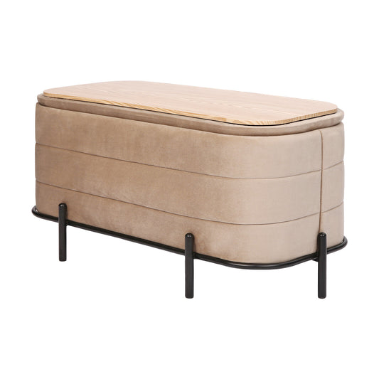 La Bella Storage Ottoman Coffee Table – Velvet, Camel Beige