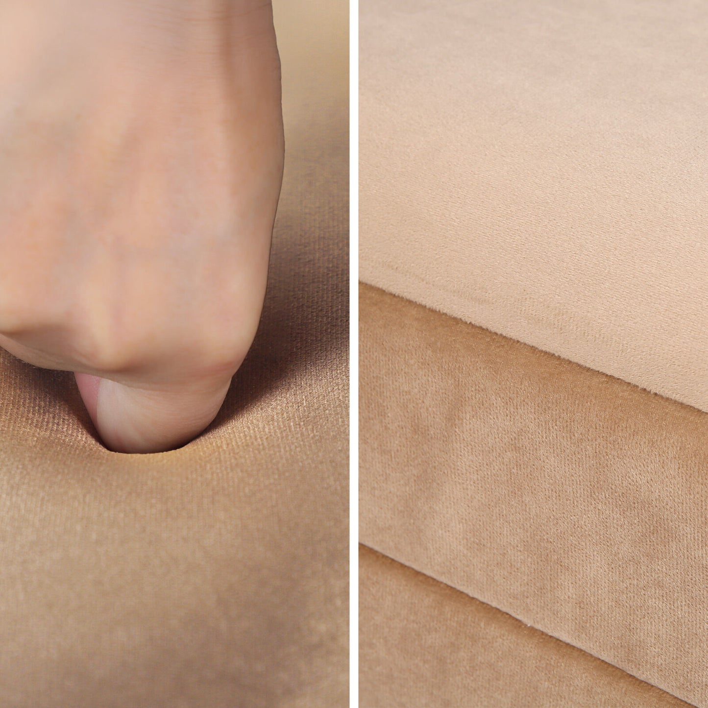 La Bella Storage Ottoman Coffee Table – Velvet, Camel Beige