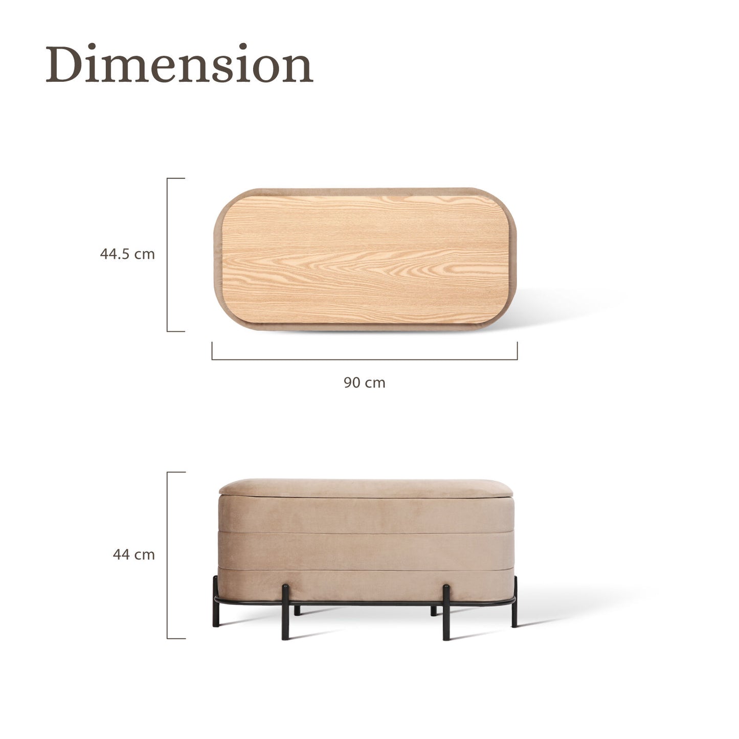 La Bella Storage Ottoman Coffee Table – Velvet, Camel Beige