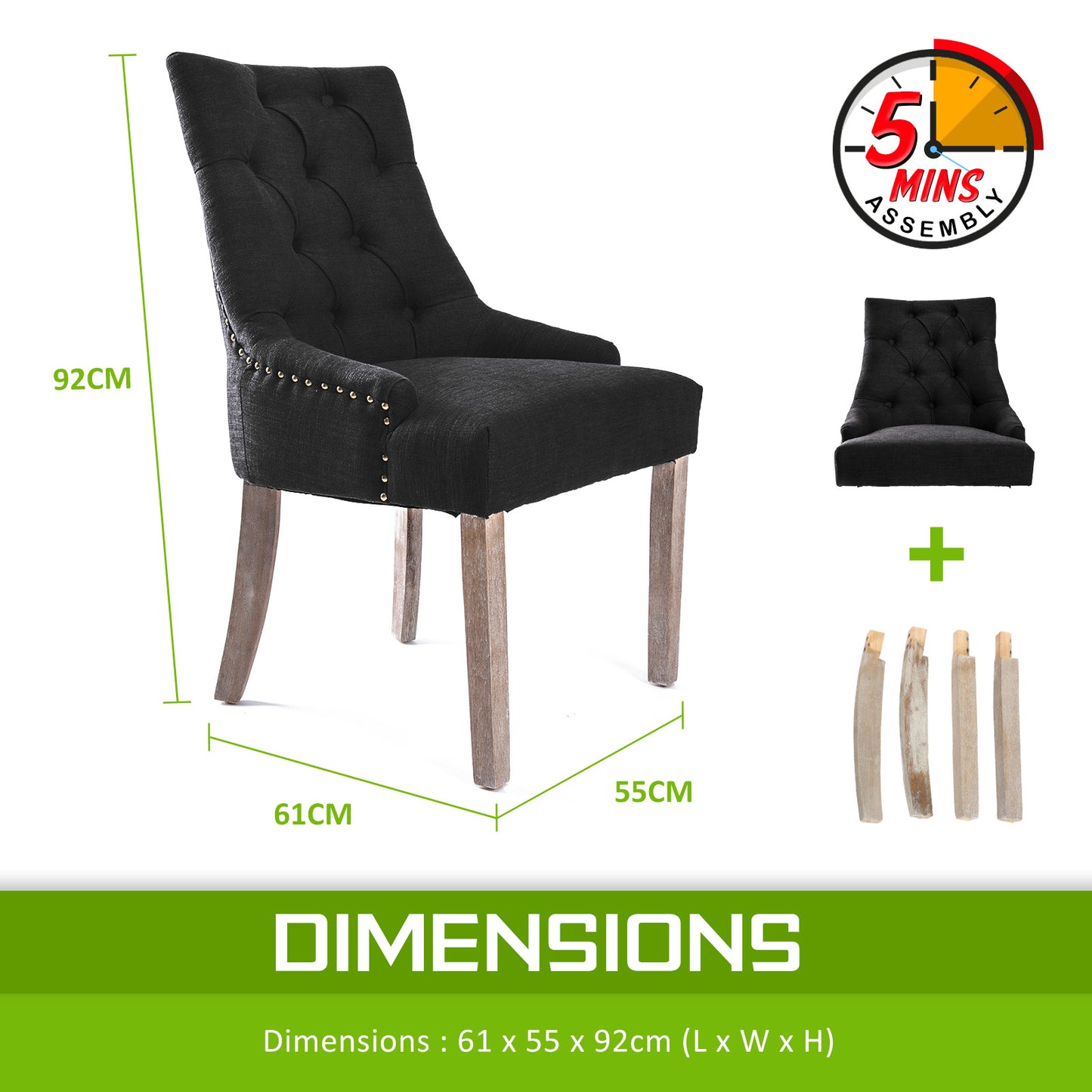 French Provincial Dining Chair Oak Leg AMOUR