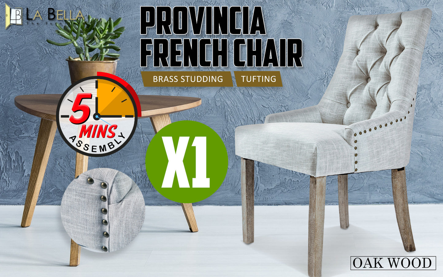 French Provincial Dining Chair Oak Leg AMOUR