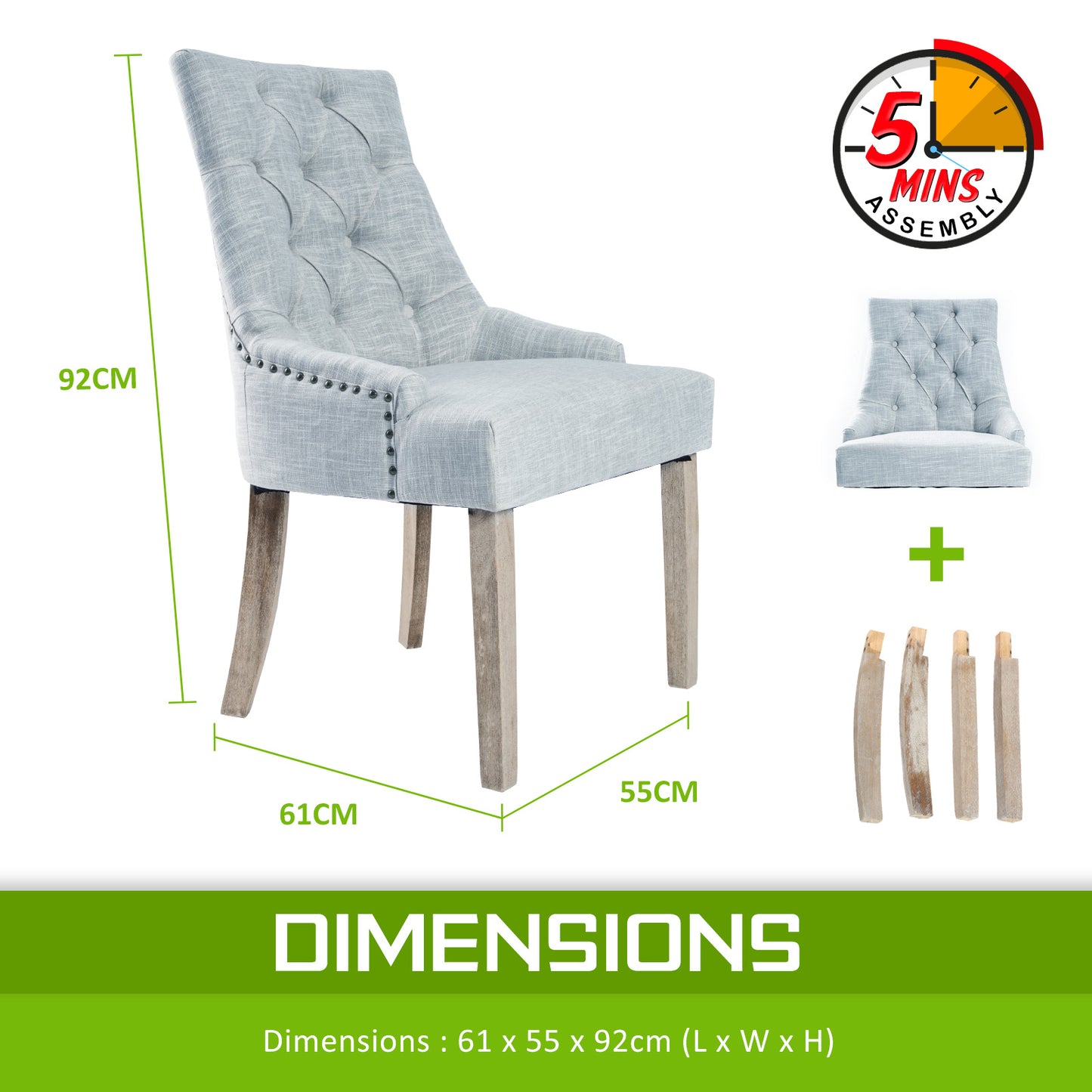French Provincial Dining Chair Oak Leg AMOUR