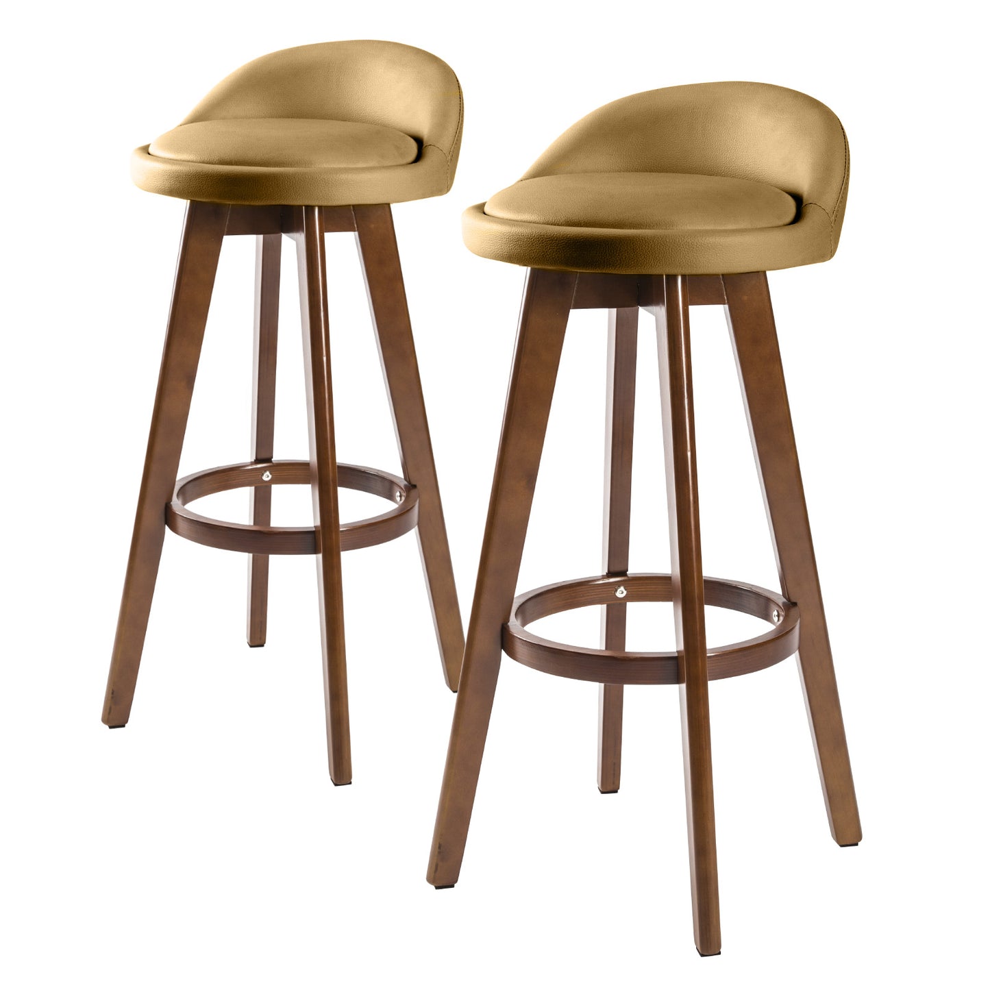 2X Wooden Bar Stool Dining Chair Fabric Leather LEILA 72cm