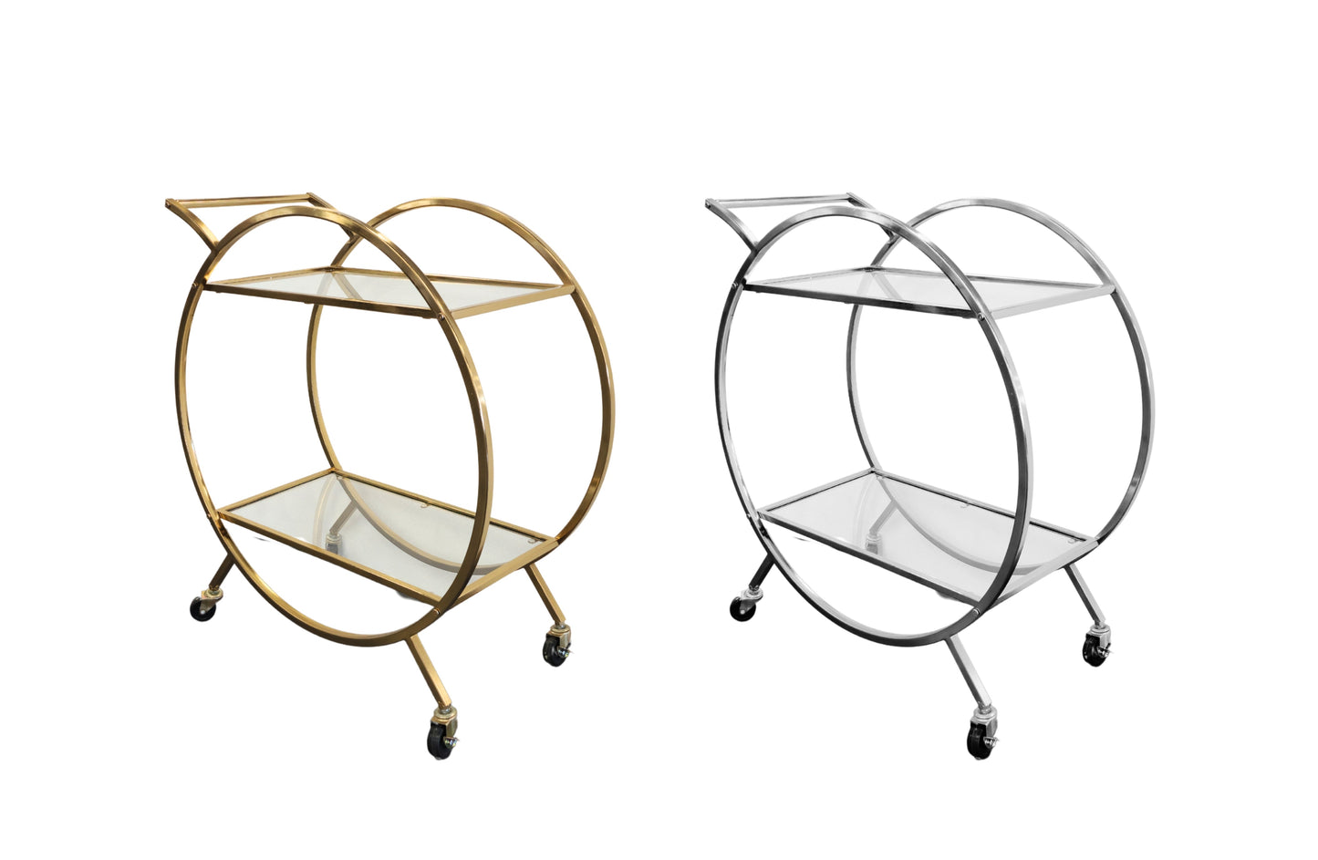 Roman Glass Bar Cart / Trolley With Wheels