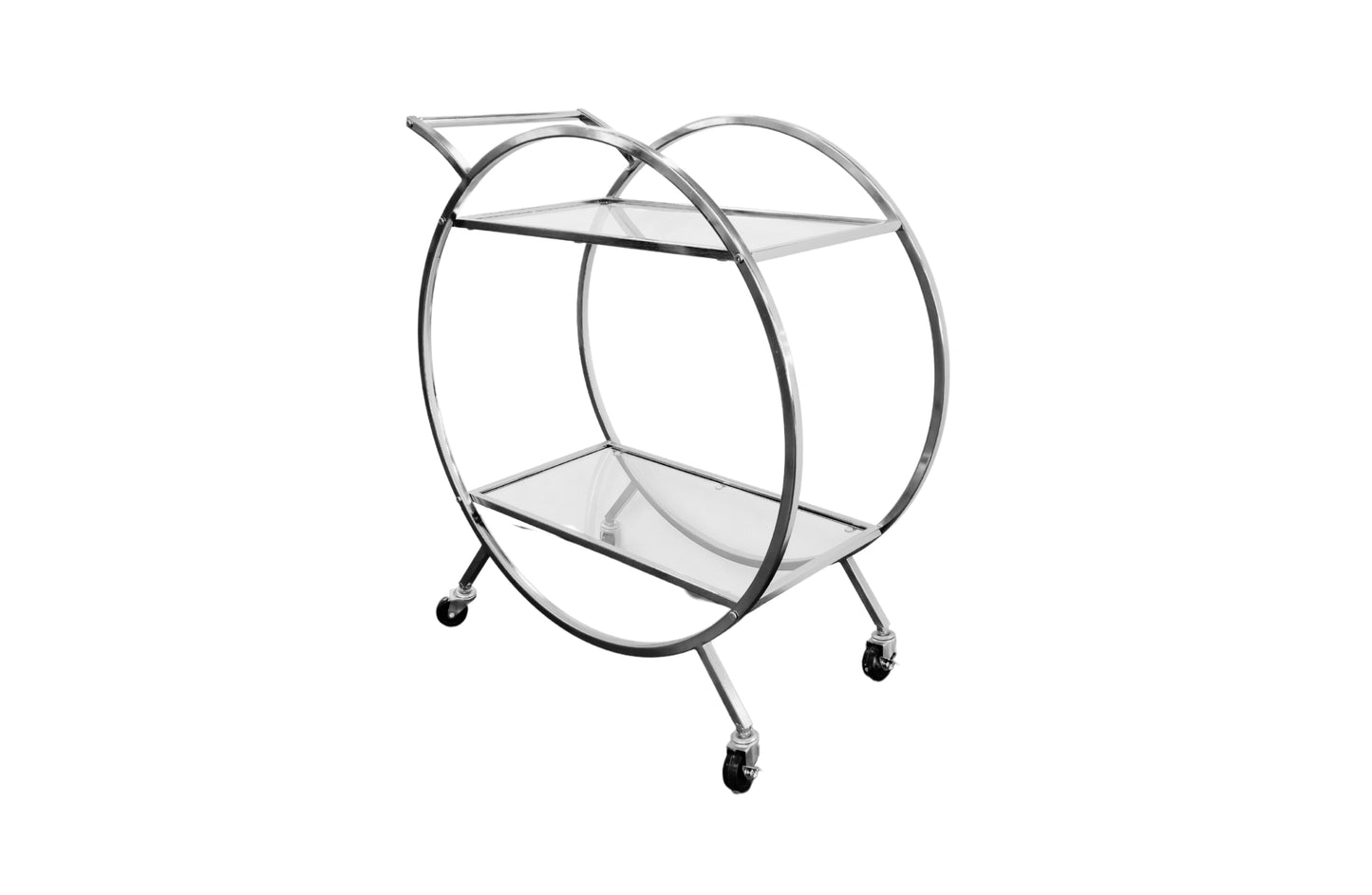 Roman Glass Bar Cart / Trolley With Wheels