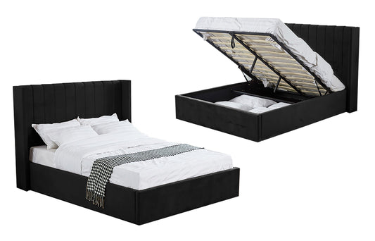 Hilton Black Velvet Gas Lift Bed
