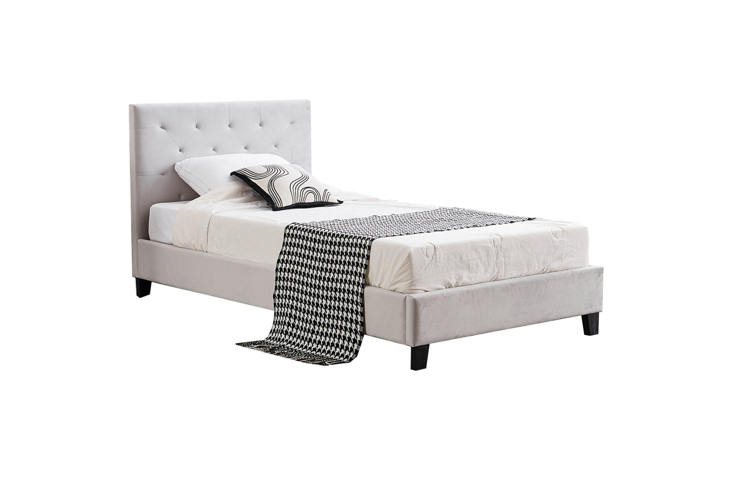 Winston Velvet Tufted Bed - King Single, Double