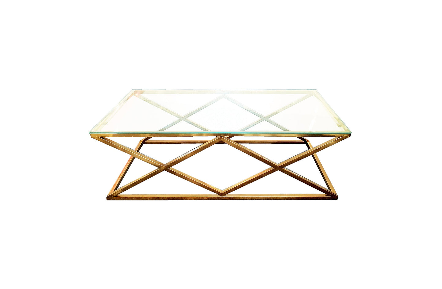 Alsea Coffee Table - Clear Glass with Gold and Black Base Options