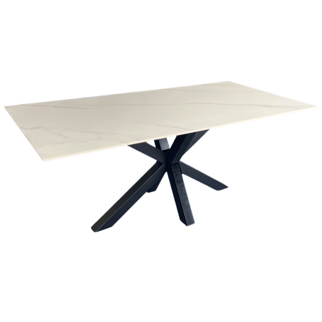 Miles Dining Table with Clear Glass and White Marble Options - 90cm x 180cm