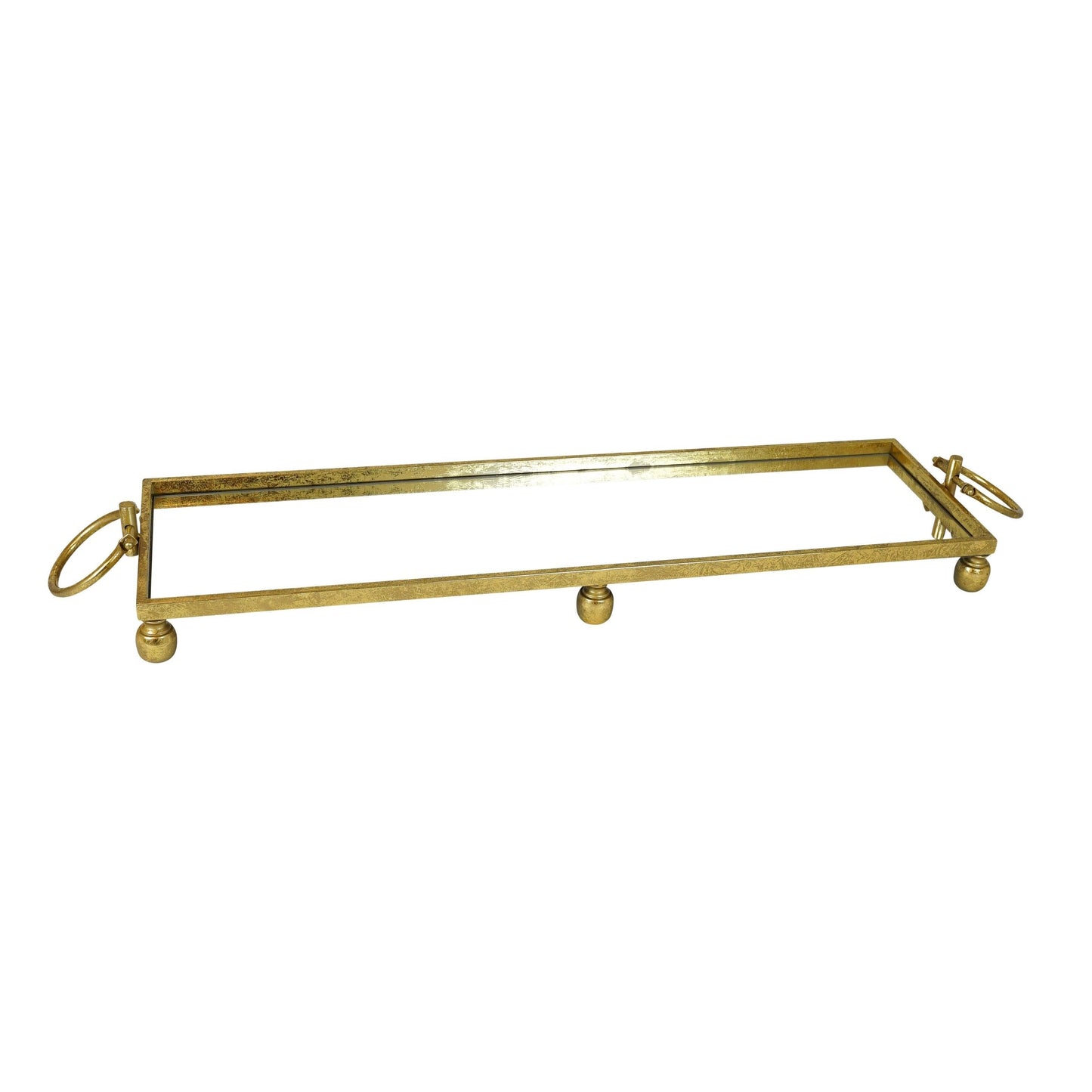 Eliza Large Rectangle Iron Mirror Tray with Handles