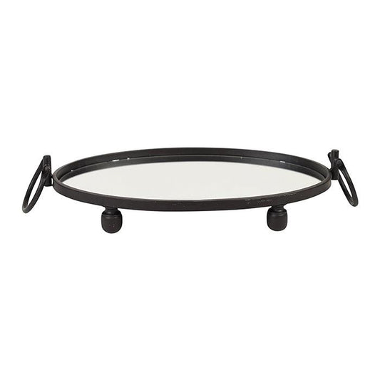 Eliza Oval Iron Mirror Tray with Handles