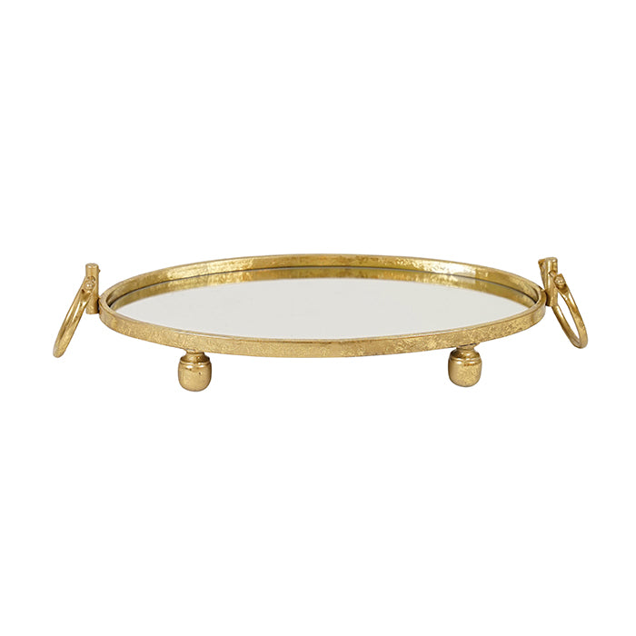 Eliza Oval Iron Mirror Tray with Handles
