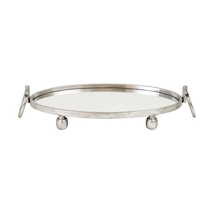 Eliza Oval Iron Mirror Tray with Handles