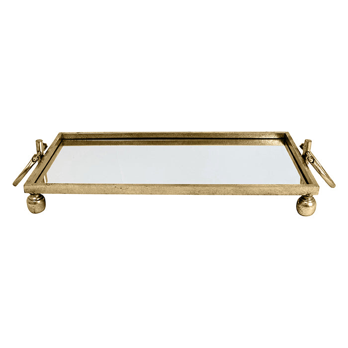 Eliza Small Rectangle Iron Mirror Tray with Handles
