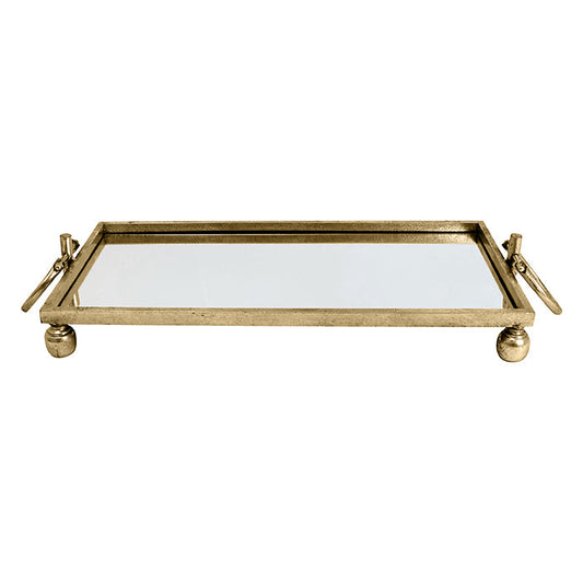 Eliza Small Rectangle Iron Mirror Tray with Handles