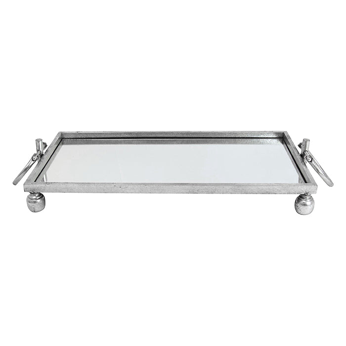 Eliza Small Rectangle Iron Mirror Tray with Handles