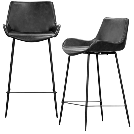 Brando Set of 2 PU Leather Upholstered Bar Chair Metal Leg Stool