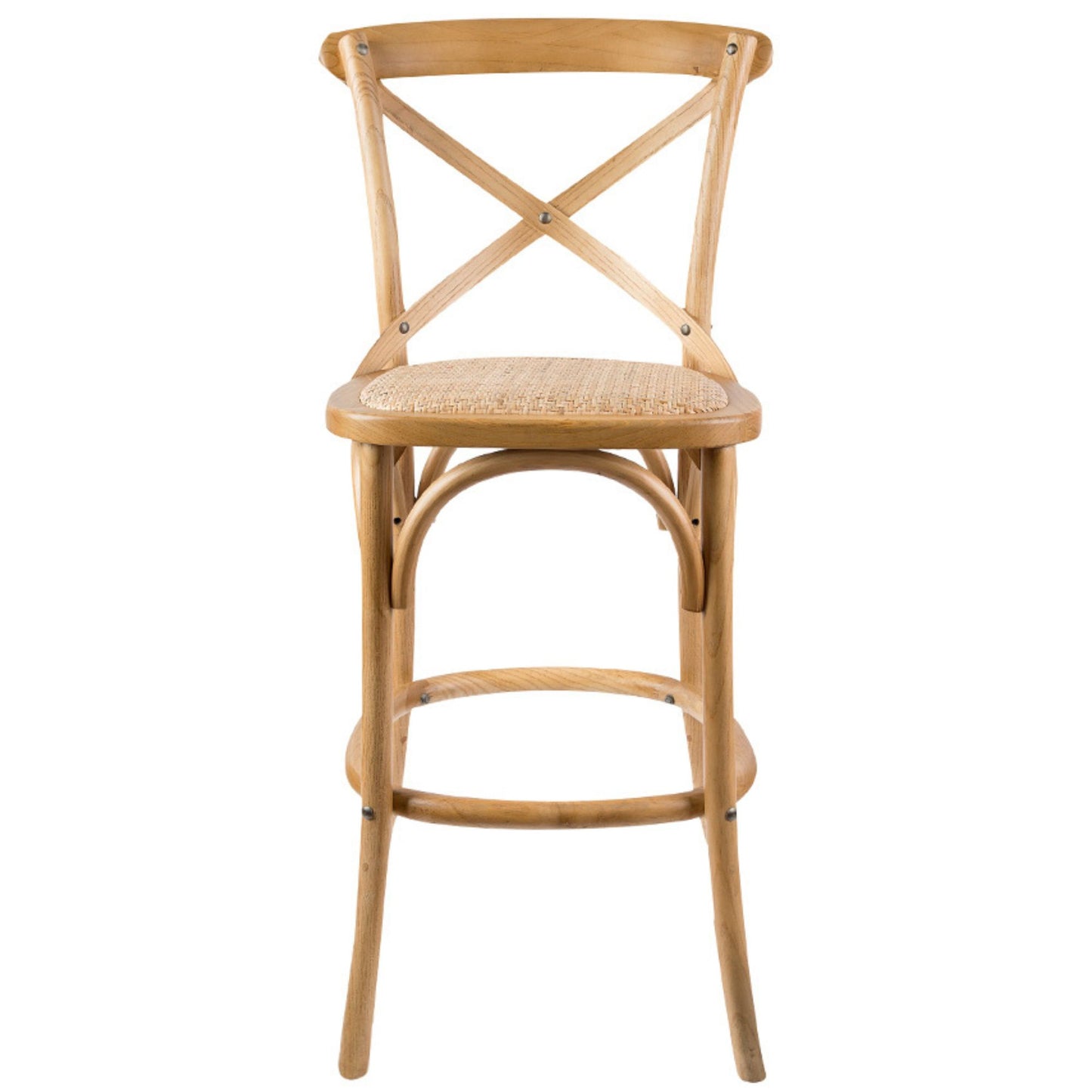 Aster Crossback Dining Chair and Bar Stool Set Solid Birch Timber Rattan Seat
