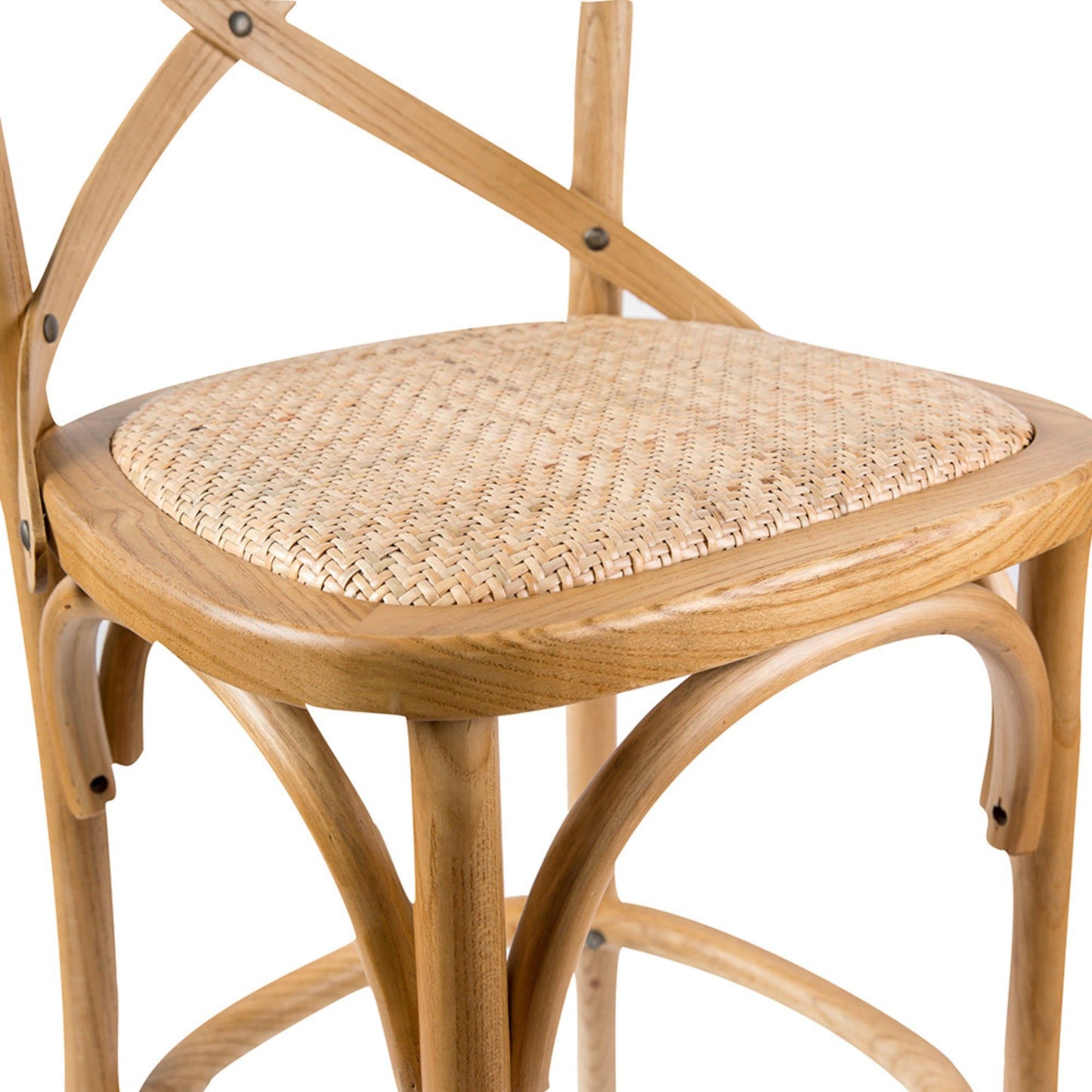 Aster Crossback Dining Chair and Bar Stool Set Solid Birch Timber Rattan Seat