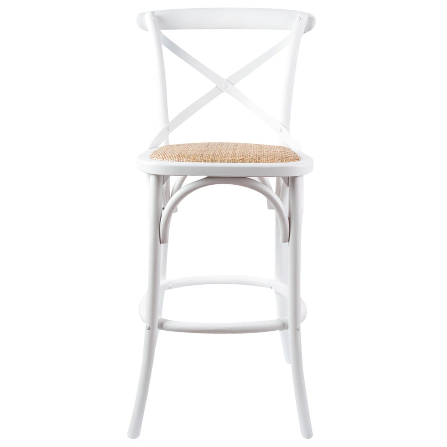Aster Crossback Dining Chair and Bar Stool Set Solid Birch Timber Rattan Seat