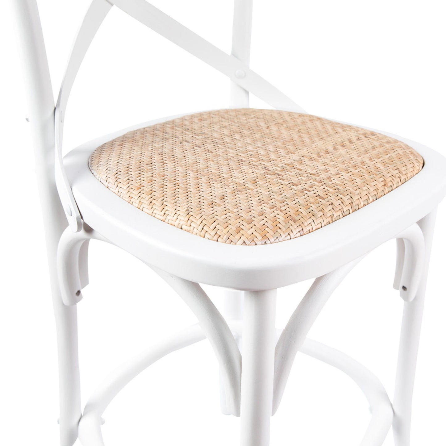 Aster Crossback Dining Chair and Bar Stool Set Solid Birch Timber Rattan Seat